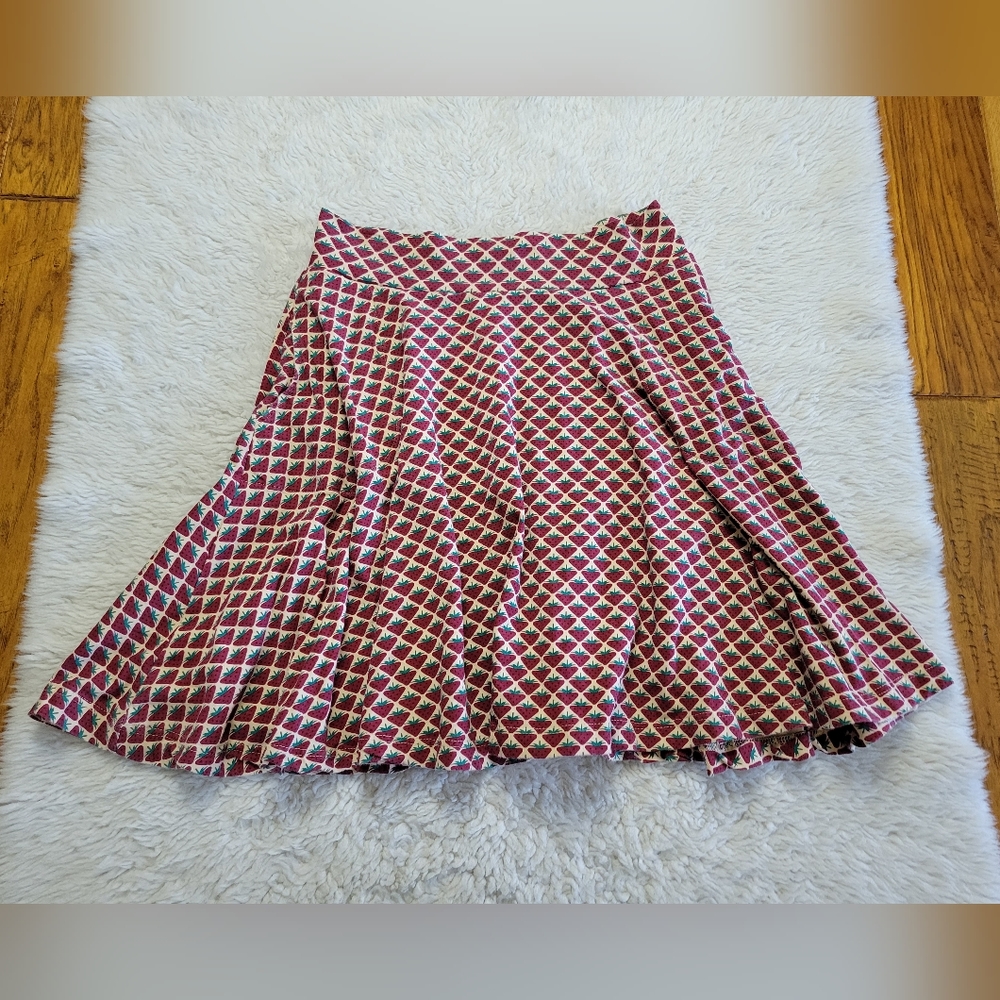 Effie's Heart Marche Circle Skirt Strawberry Print Retro Pockets Women's Large